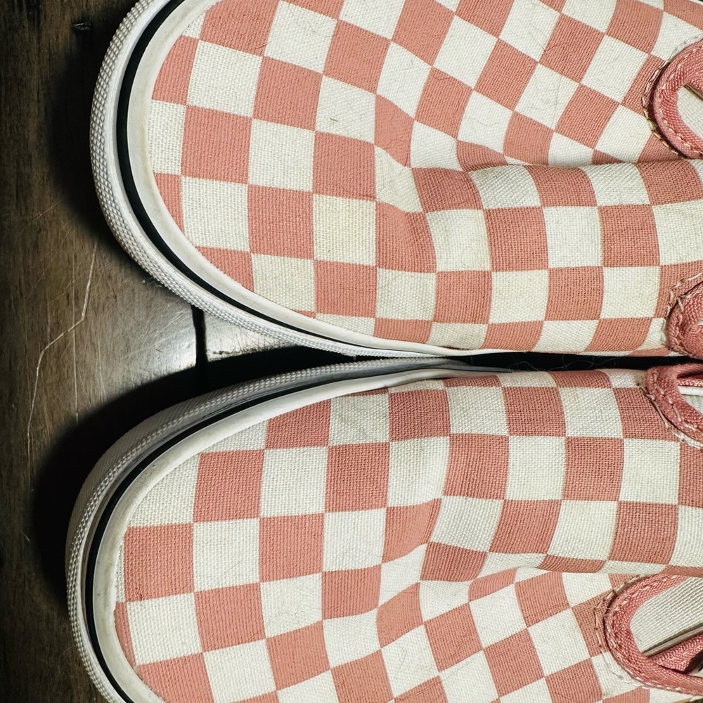 Vans Pink and White Checkered Slip-Ons - Picture 3 of 4